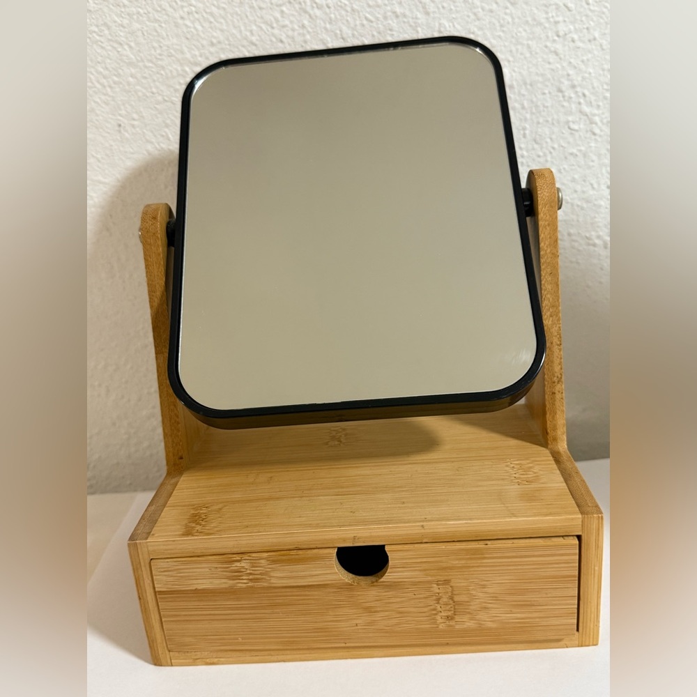Bamboo Vanity Mirror with Drawer